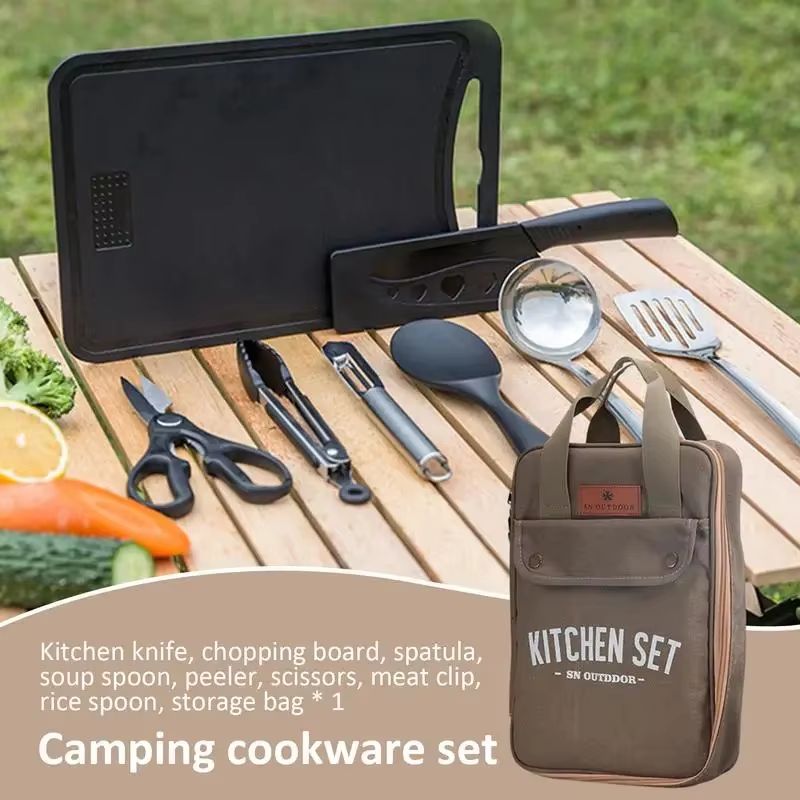 8pcs Camping Kitchen Cookware  - Camping Cooking Backpack 评论和价格