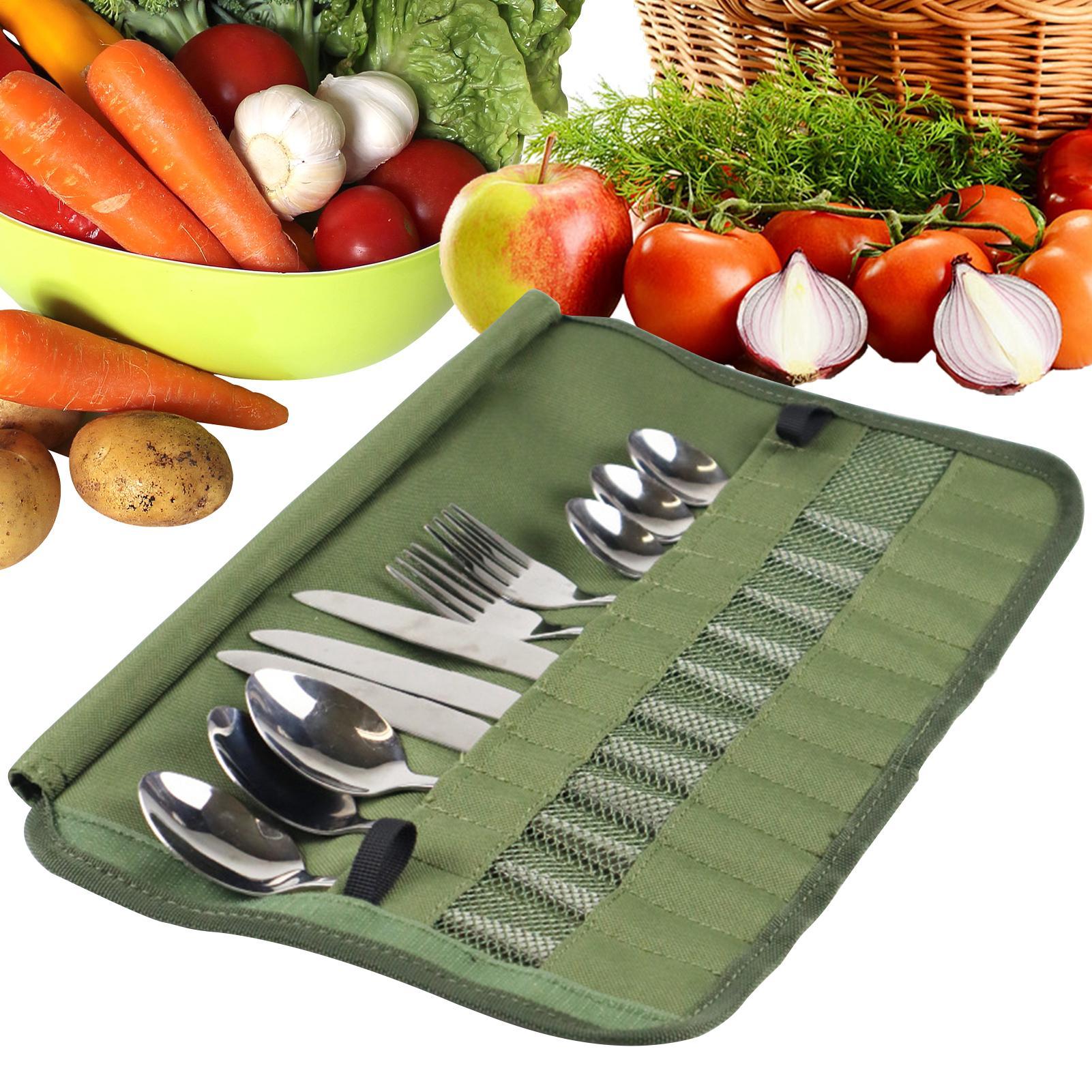 Camping Tableware Roll Bag Kit - Camping Cooking Utensil Holder 评论和价格