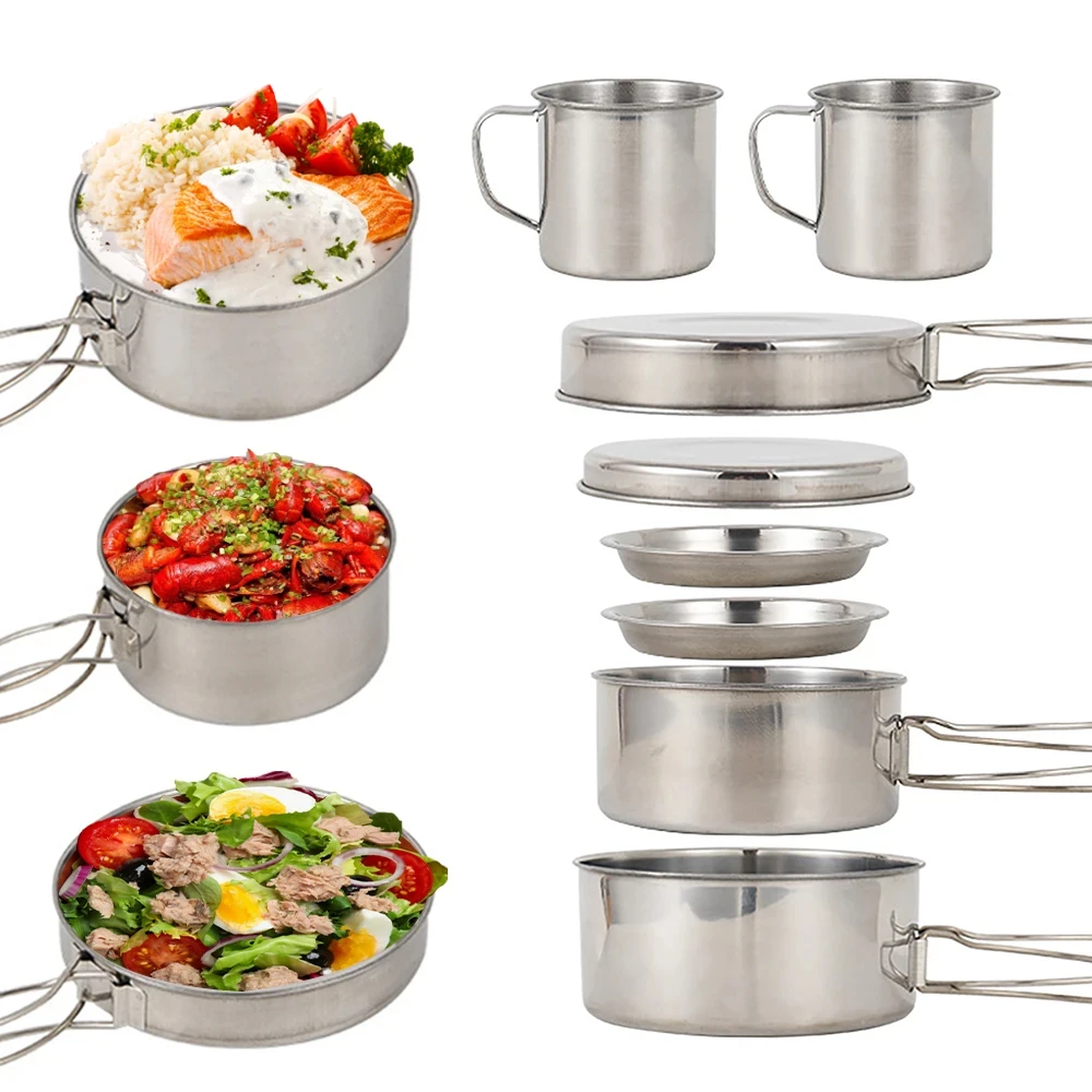 8pcs/Set Camping Cookware Mess - Camping Cooking Backpack 评论和价格