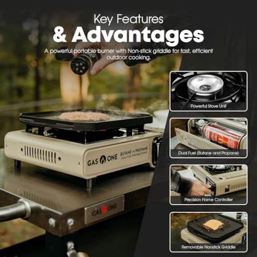 GasOne GS-3400P-KIT Propane or - Camping Cooking Flat Top 评论和价格