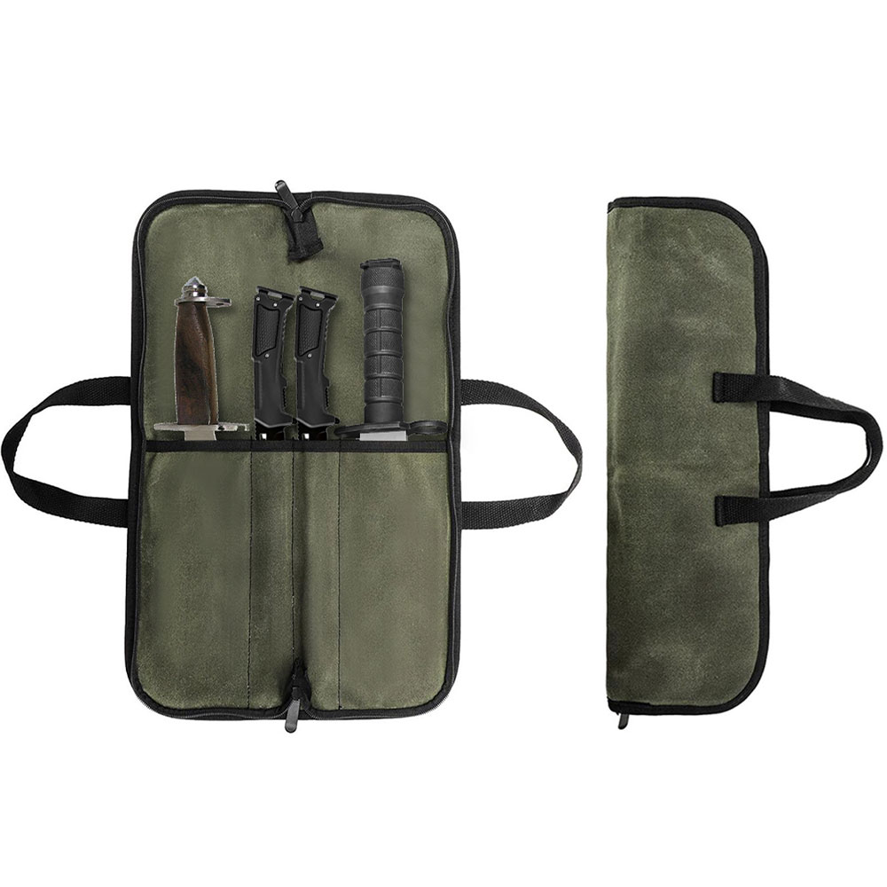 Waxed Canvas Knife Roll Bag Mu - Camping Cooking Multi Tool 评论和价格