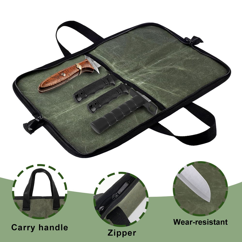 Waxed Canvas Knife Roll Bag Mu - Camping Cooking Multi Tool 评论和价格