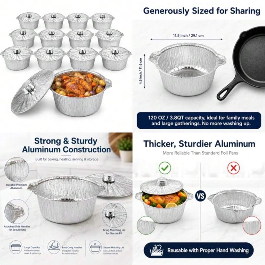12 Pack Disposable Pot With Li - Camping Cooking Pack 评论和价格