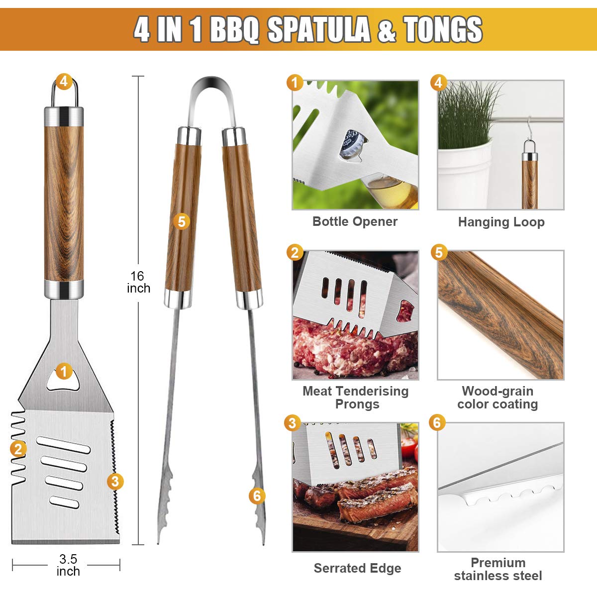 38PCS BBQ Grill Accessories Se - Camping Cooking Accessories Set 评论和价格