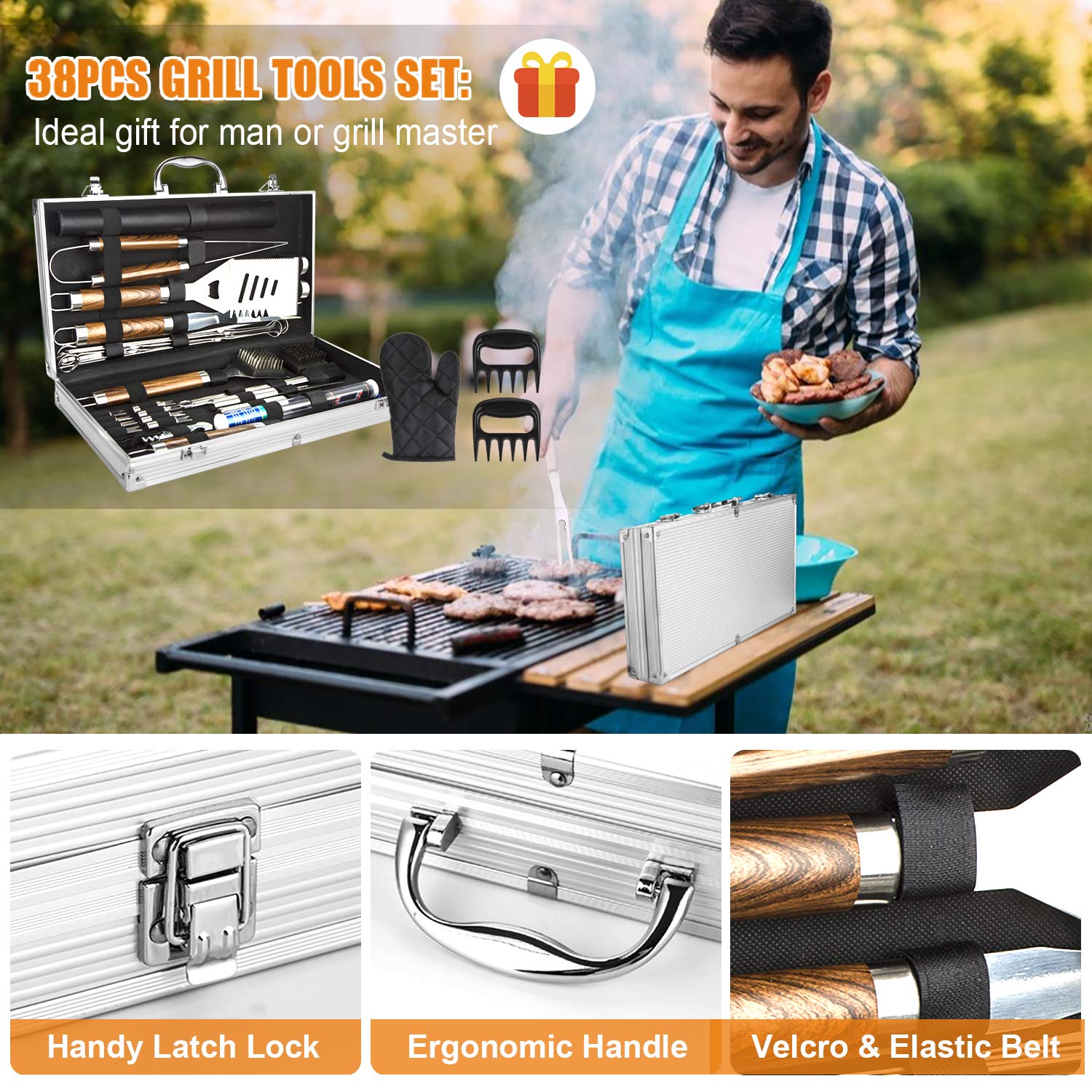 38PCS BBQ Grill Accessories Se - Camping Cooking Accessories Set 评论和价格