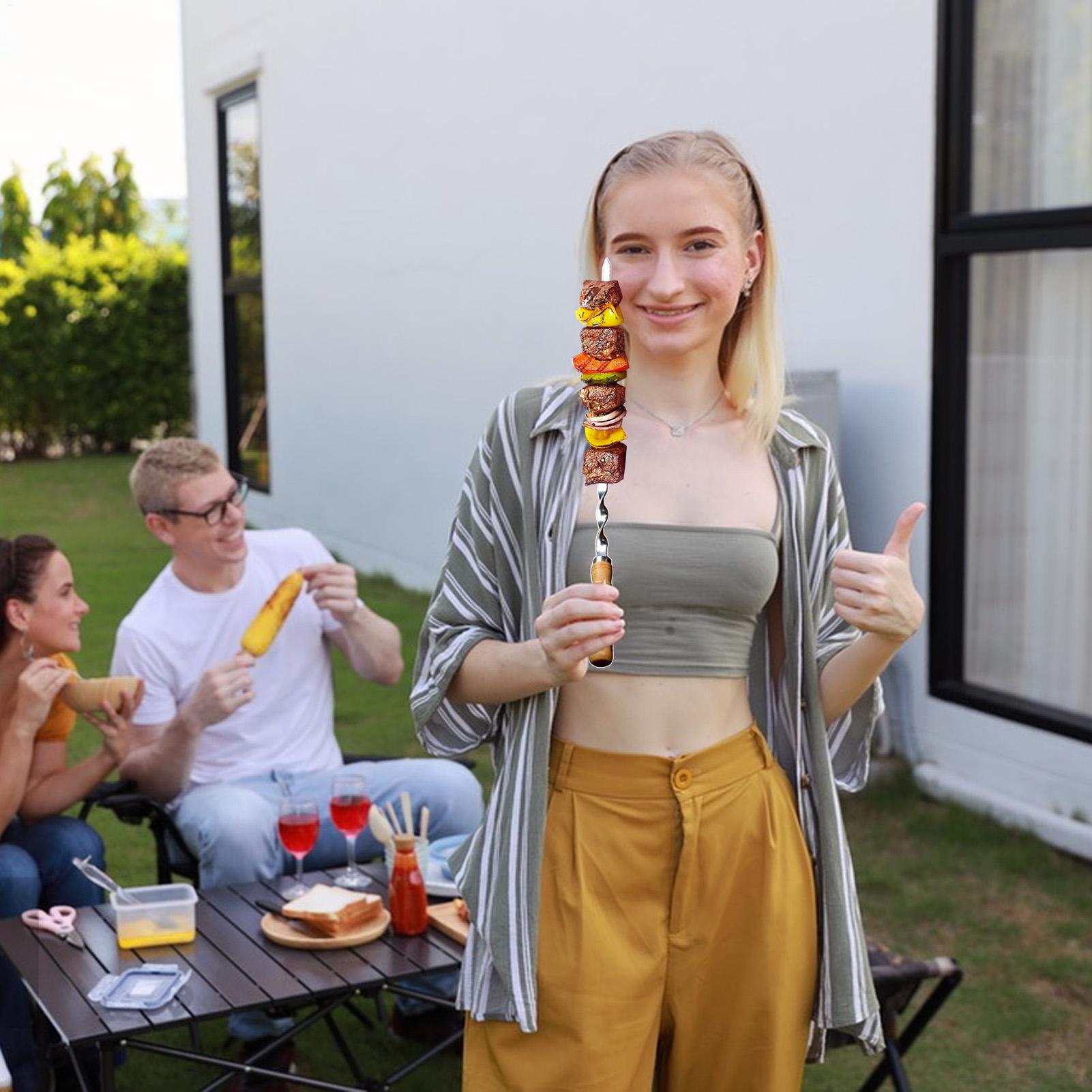 Metal Grilling Skewers Grillin - Camping Cooking Vegetables 评论和价格