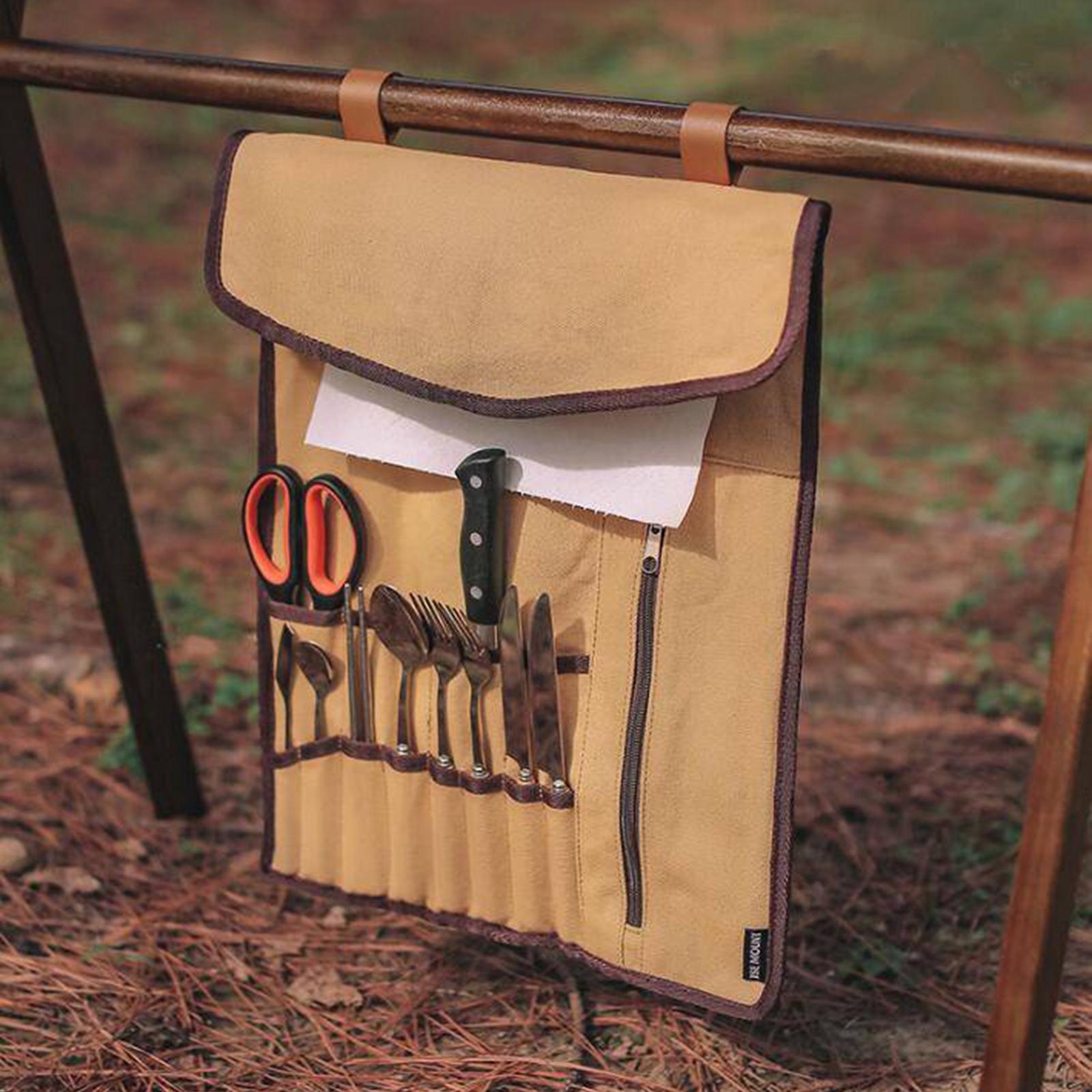 Portable Camping Utensil Roll  - Camping Cooking Utensil Holder 评论和价格