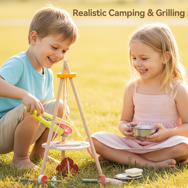 Wooden Kids Camping Barbecue T - Camping Cooking Kids 评论和价格