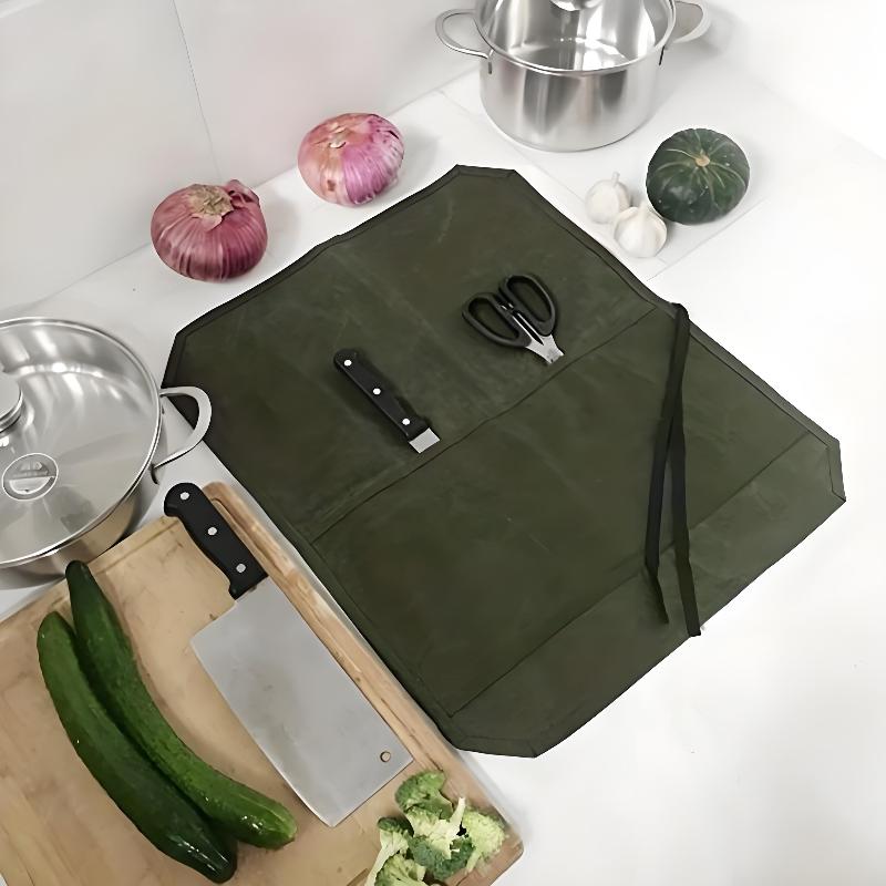 Waxed Canvas Chef Knife Roll M - Camping Cooking Utensil Holder 评论和价格