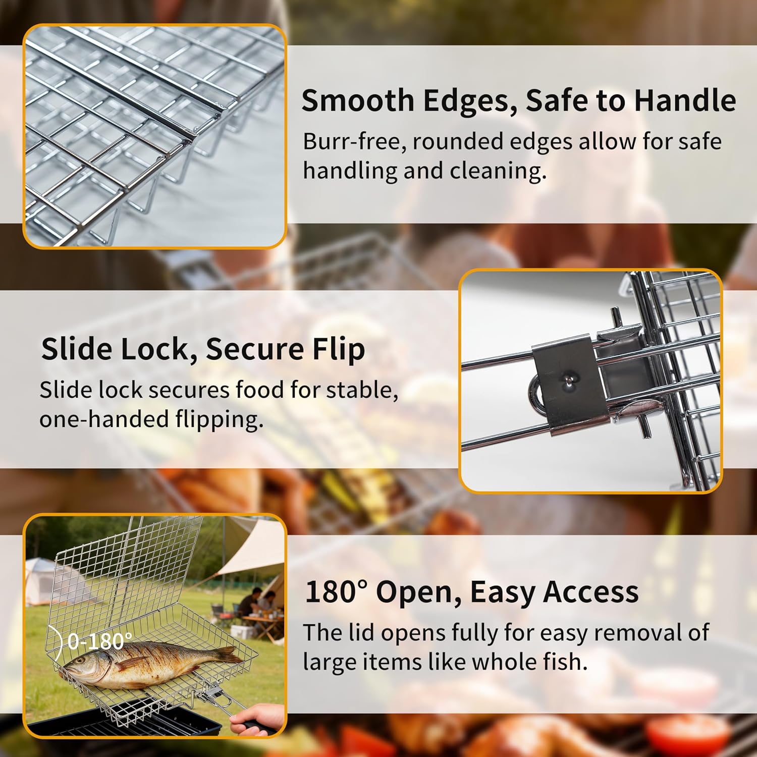 Grill Basket Large Portable Fo - Camping Cooking Vegetables 评论和价格