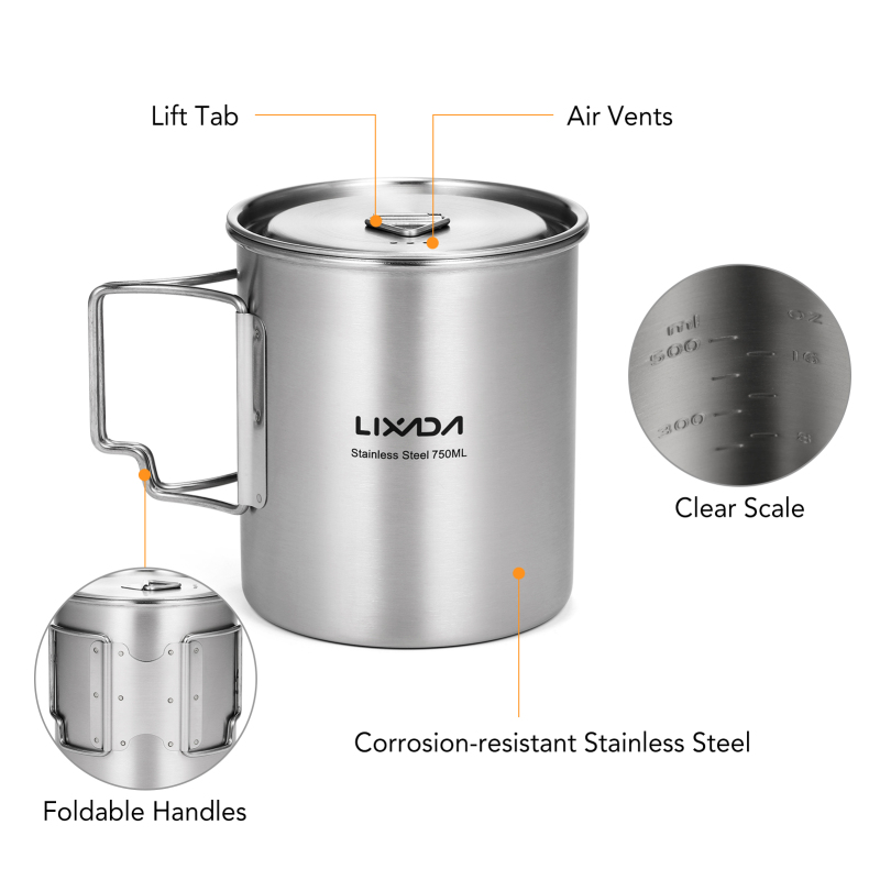 Lixada 750ml Cup Outdoor Stain - Camping Cooking Backpack 评论和价格