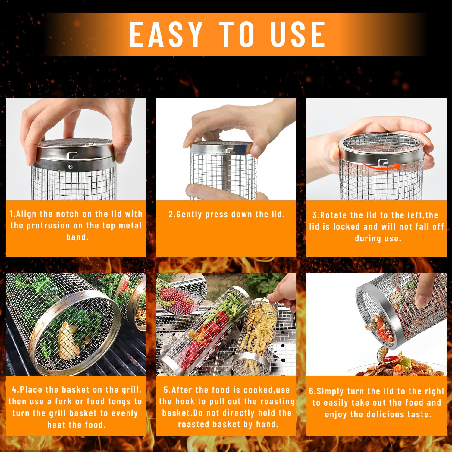 2 Pieces Rolling Grilling Bask - Camping Cooking Accessories Set 评论和价格