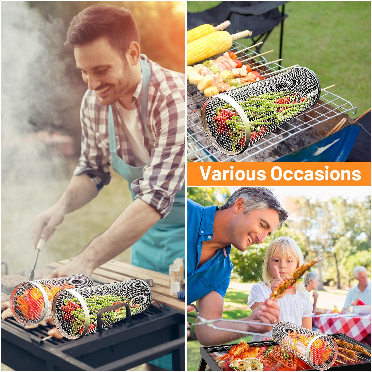 2 Pieces Rolling Grilling Bask - Camping Cooking Accessories Set 评论和价格