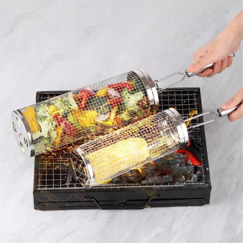 Stainless Steel Rolling Grill  - Camping Cooking Vegetables 评论和价格